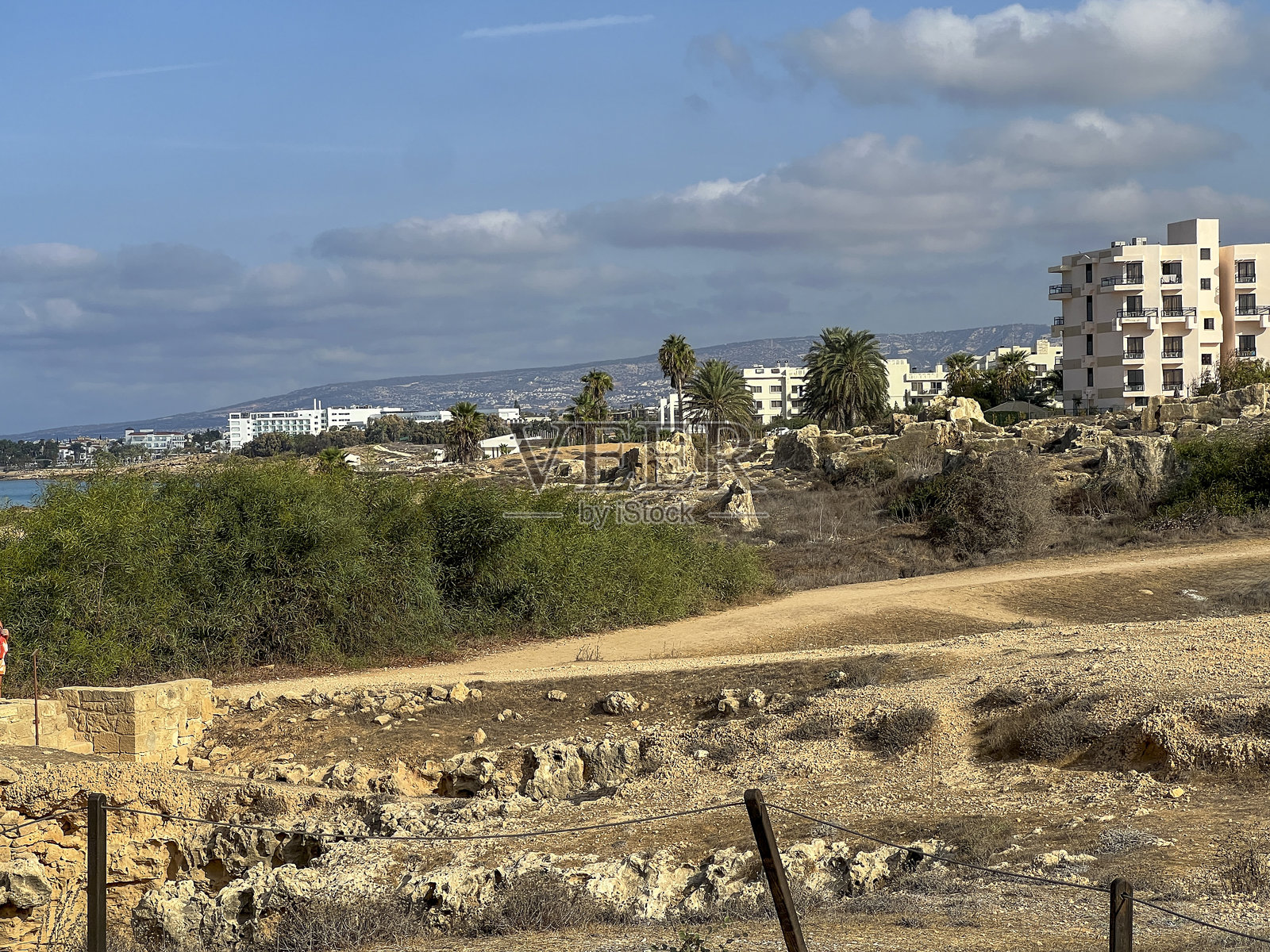 塞浦路斯帕福斯的古代考古遗址，位于地中海沿岸照片摄影图片
