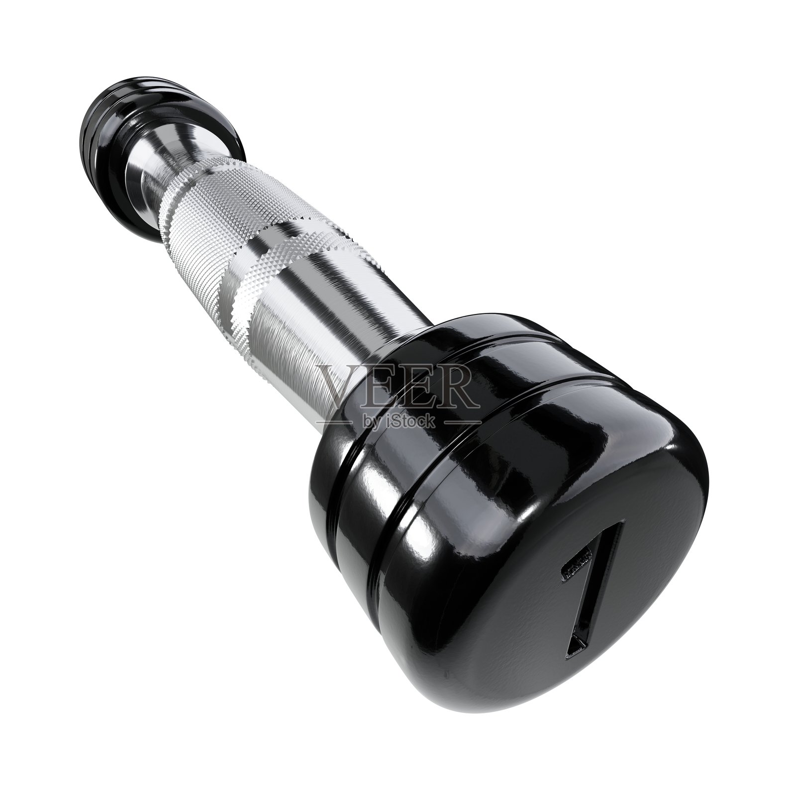 圆形铬合金哑铃，标有数字1，健身房举重器材广角视图照片摄影图片