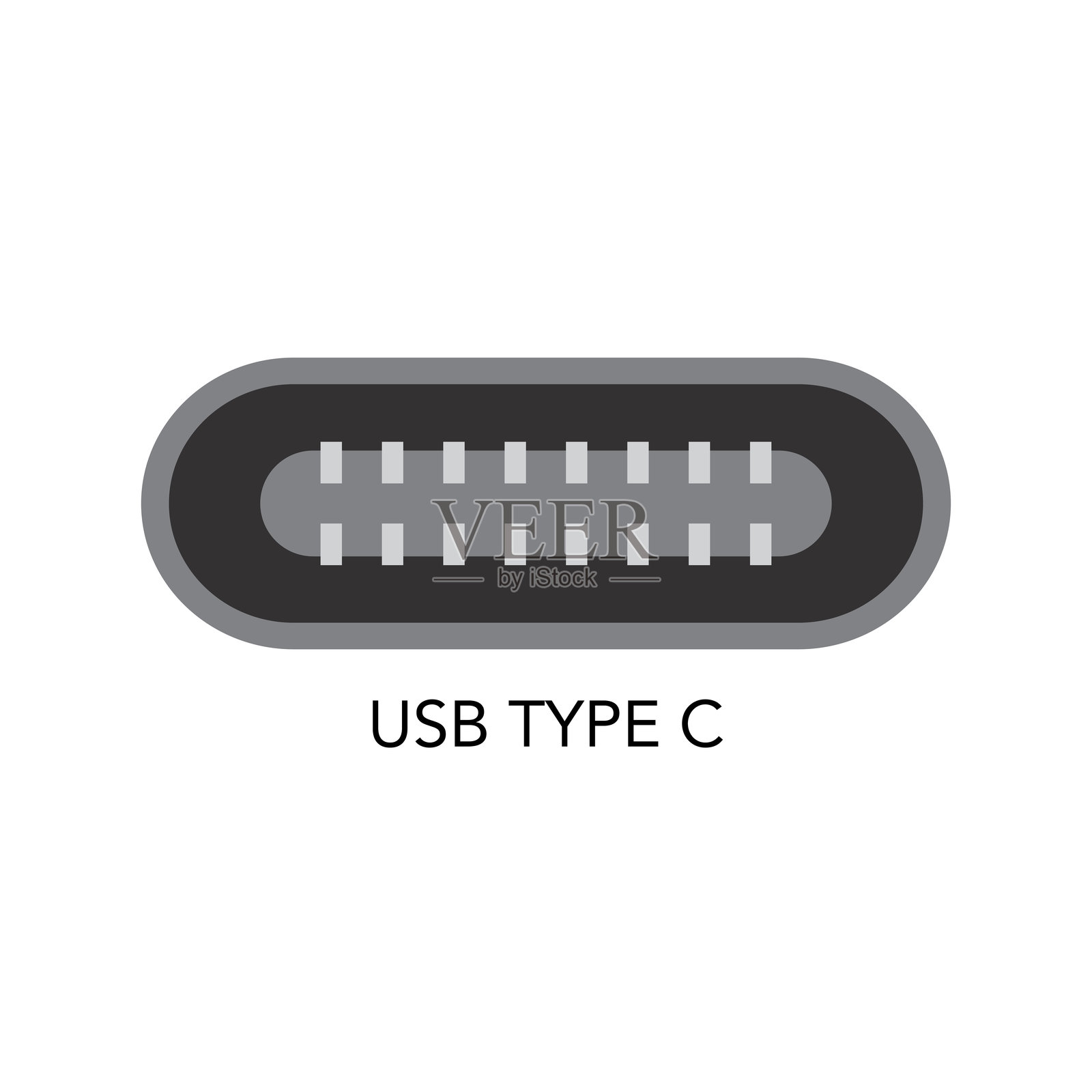 USB Type-C接口特写。插画图片素材