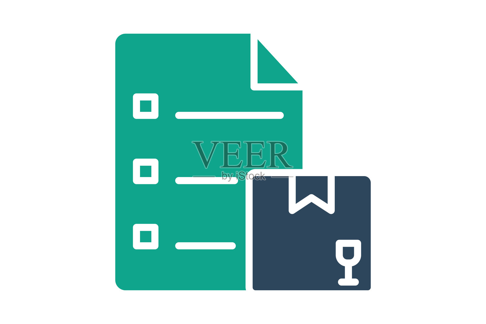 库存图标。实心图标风格。带有产品的文档。与采购相关的图标。采购管理元素矢量插图。插画图片素材