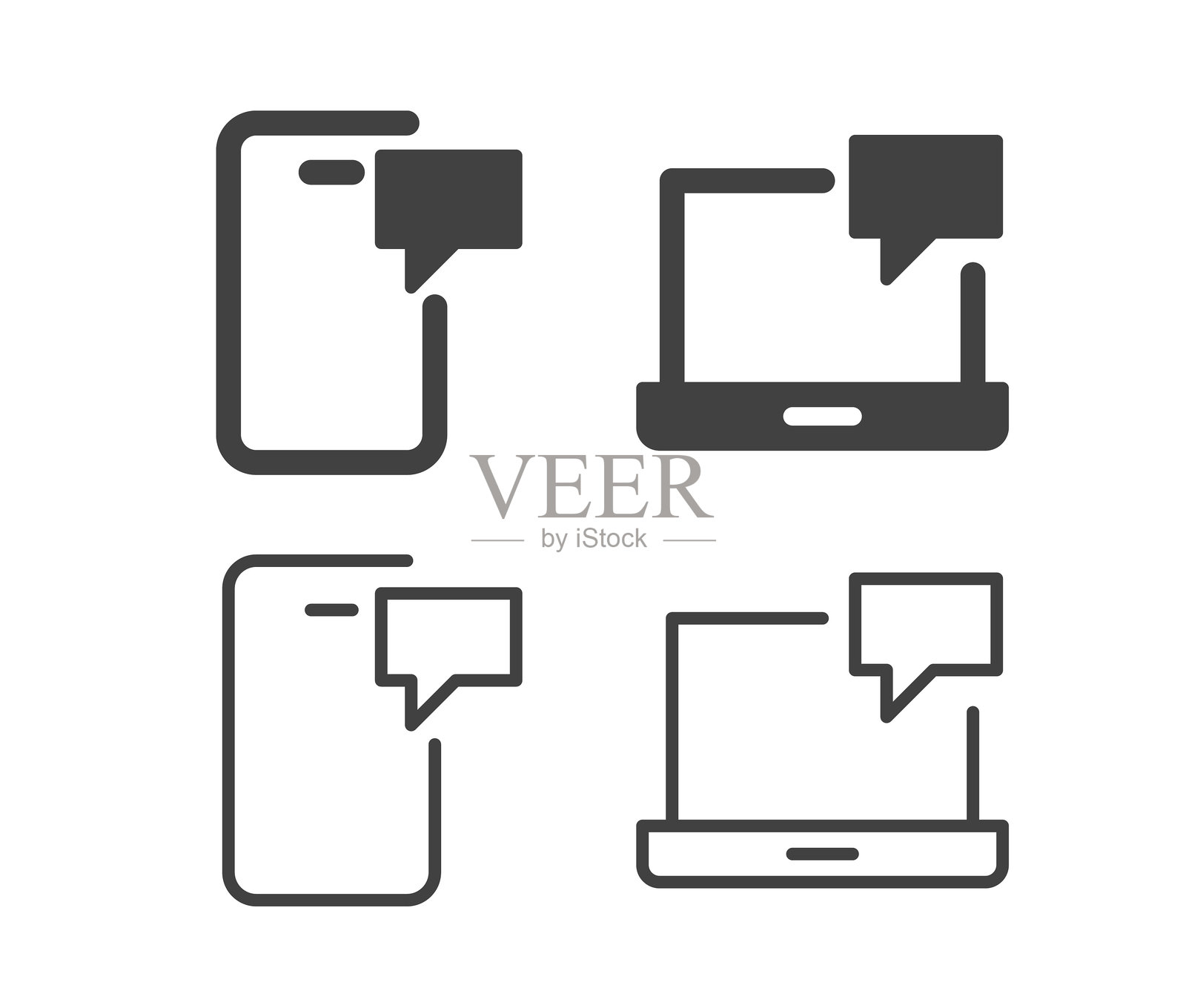 通信 - 电话 - 计算机 - 插图图标插画图片素材