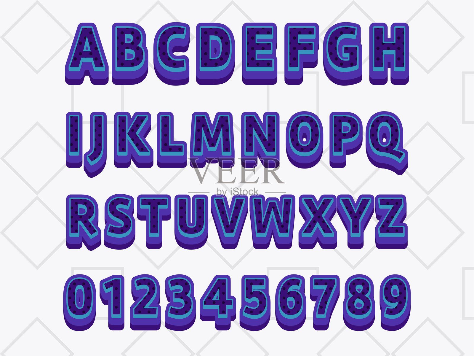 字母3D设计和3D彩色文本效果。文本效果已保存为图形样式。插画图片素材