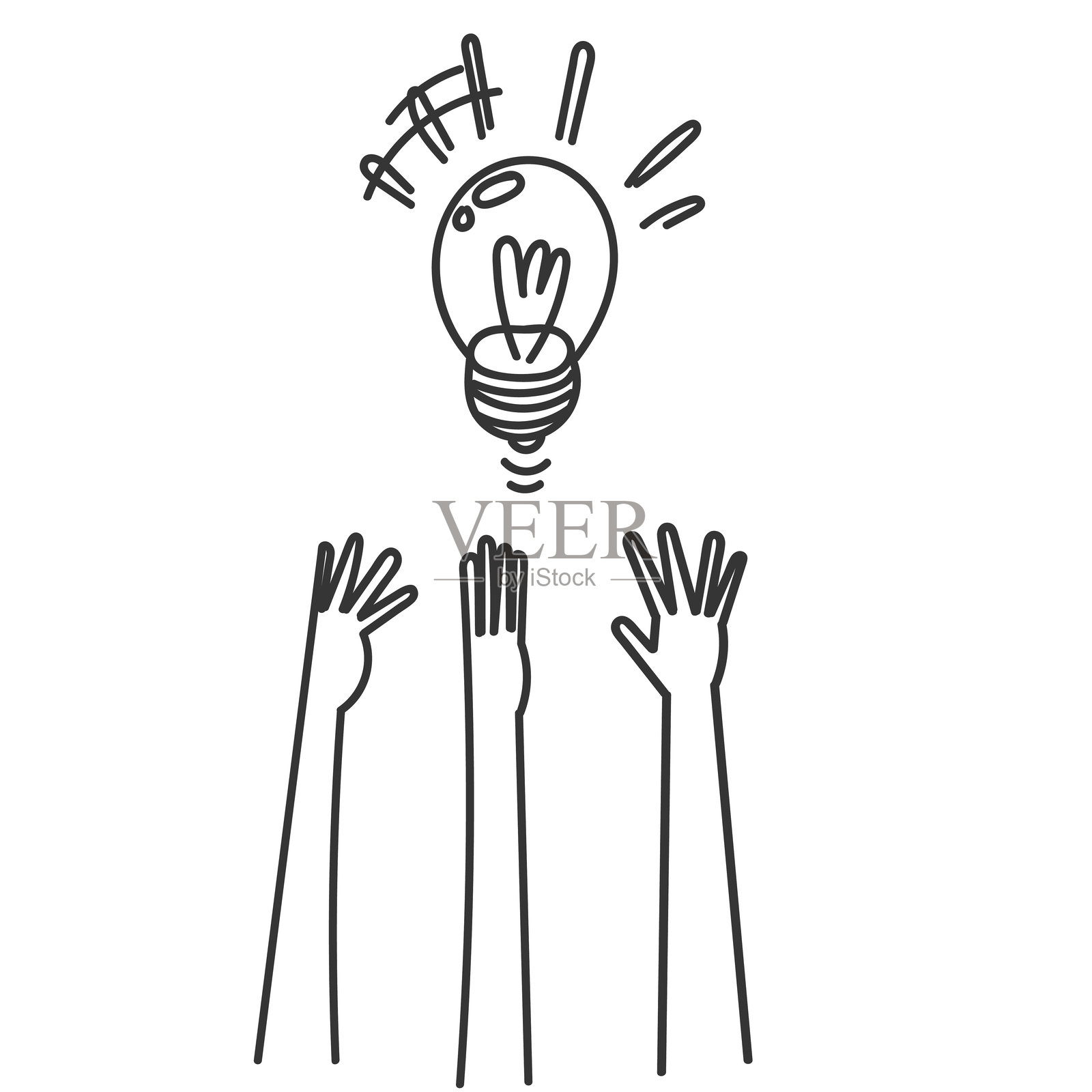 涂鸦风格的手伸向灯泡插图图标插画图片素材