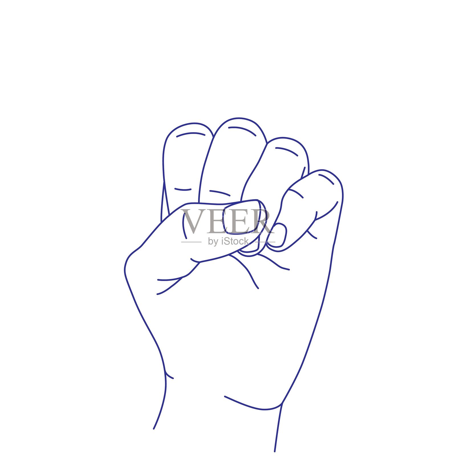 手势素描。拳头插图。食指、中指、无名指、小指和拇指插画图片素材