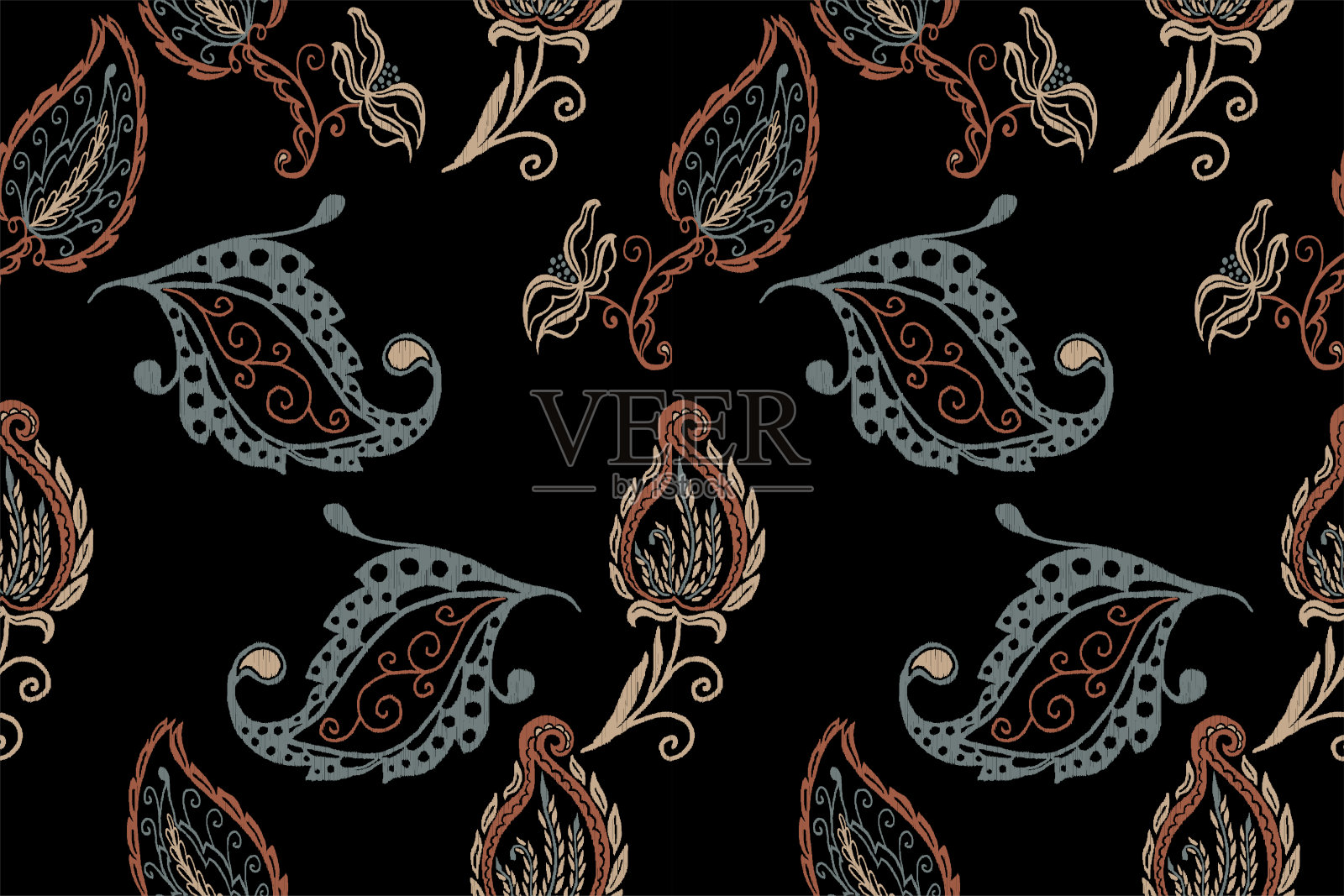 伊卡特织物图案插画图片素材