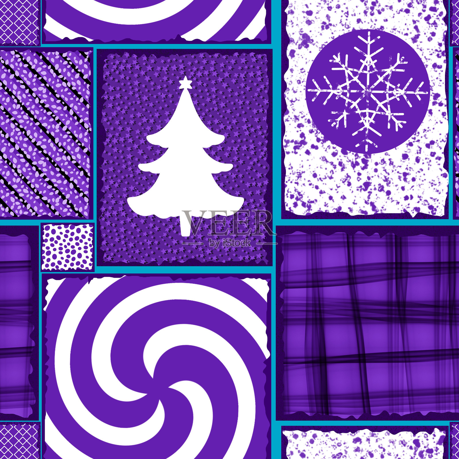 冬季圣诞树无缝图案，用于包装纸插画图片素材