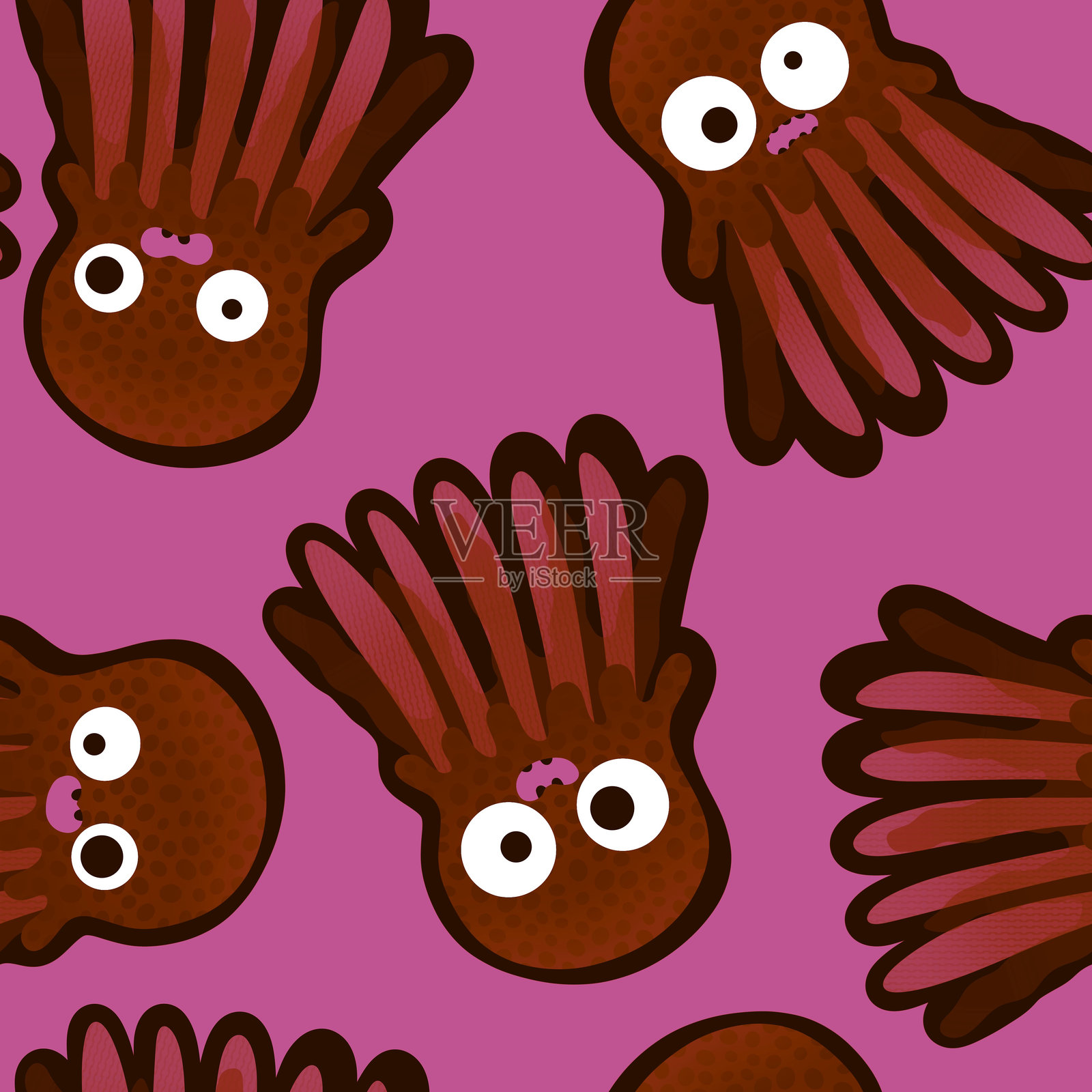 海洋动物无缝夏季鱼类图案，适用于包装纸和儿童用品插画图片素材