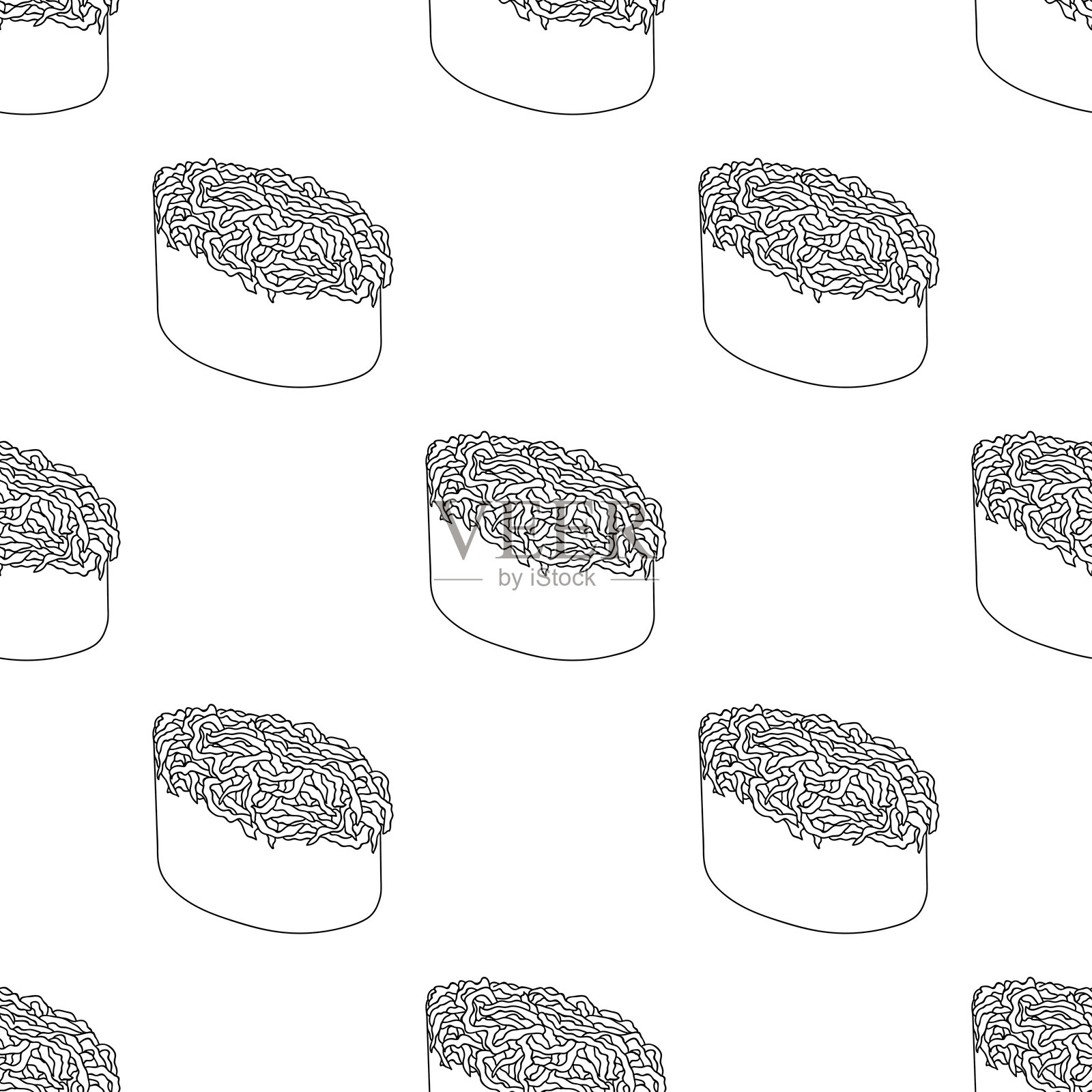 无缝寿司图案，适用于装饰印刷、包装纸、菜单、墙纸和面料插画图片素材