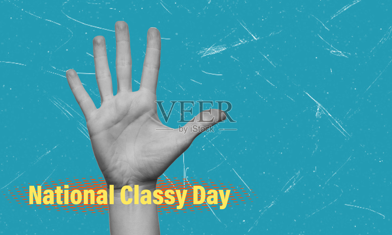 现代艺术拼贴画，蓝色背景上的竖起大拇指图像。照片摄影图片