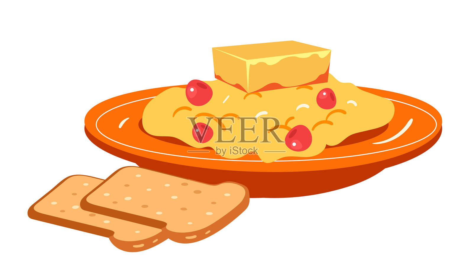 黄油早餐孤立概念插画图片素材