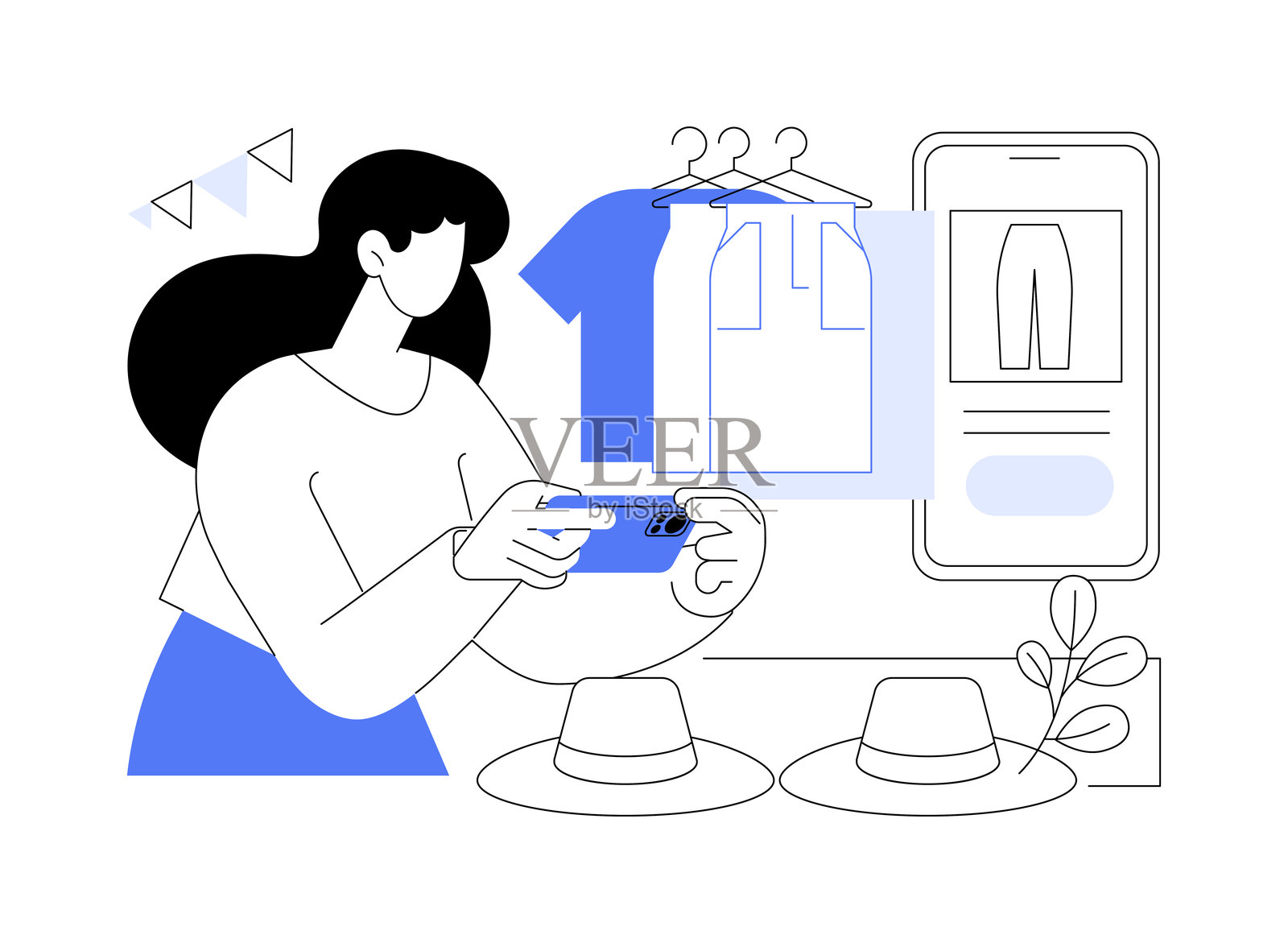 推广时尚系列的独立卡通矢量插图。插画图片素材