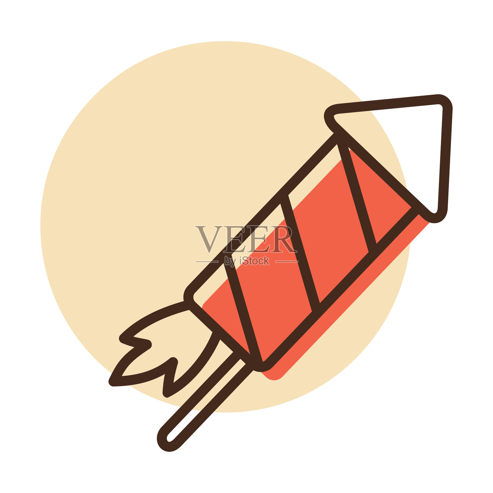 带引线的条纹烟花火箭矢量图标插画图片素材