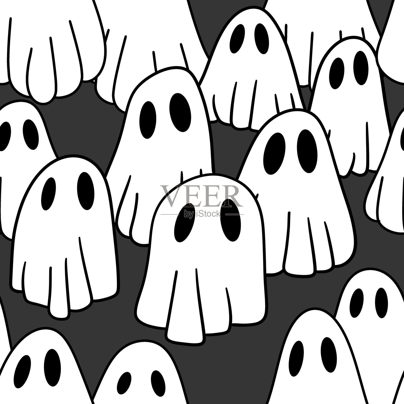 万圣节鬼魂无缝图案，适用于面料、纺织品和包装插画图片素材