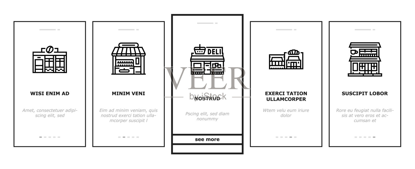 街头咖啡馆美食汉堡节入职图标集矢量图插画图片素材