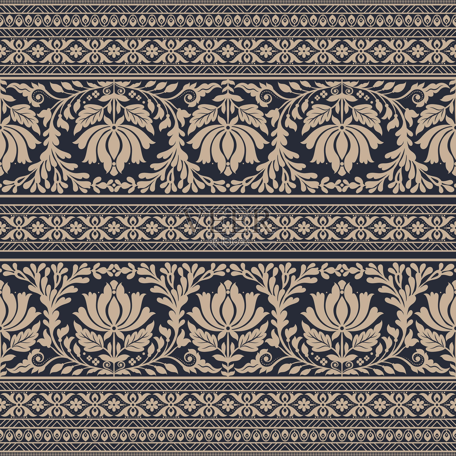 抽象图案和民族纺织品领口设计插画图片素材