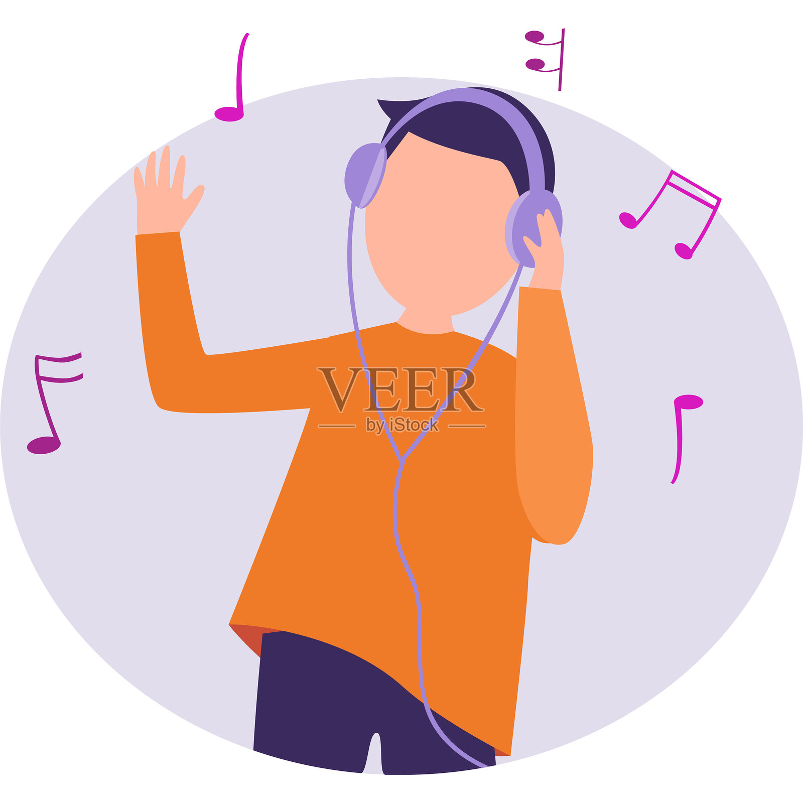 听音乐的矢量插图插画图片素材