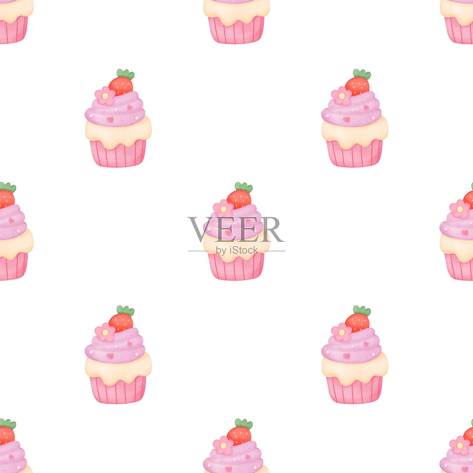 杯子蛋糕无缝图案插画图片素材