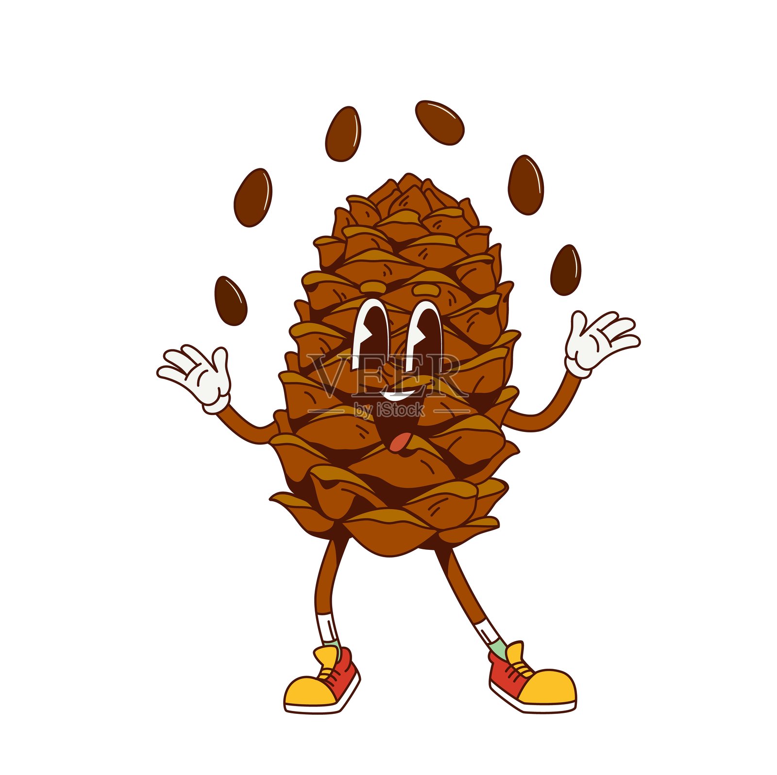 复古卡通风格的松子松果酷炫角色