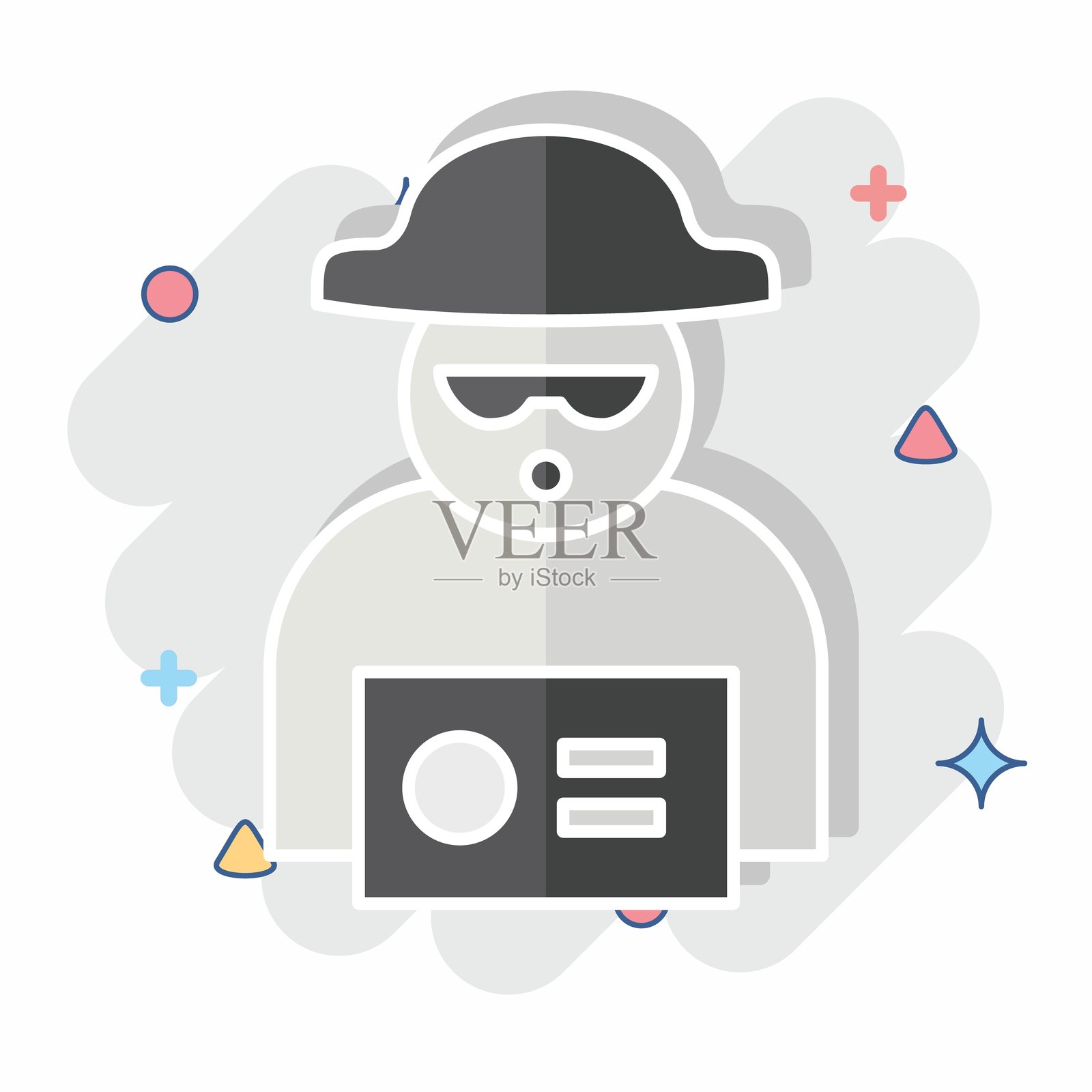 图标授权。与正义象征相关。漫画风格。简单设计，可编辑。插画图片素材