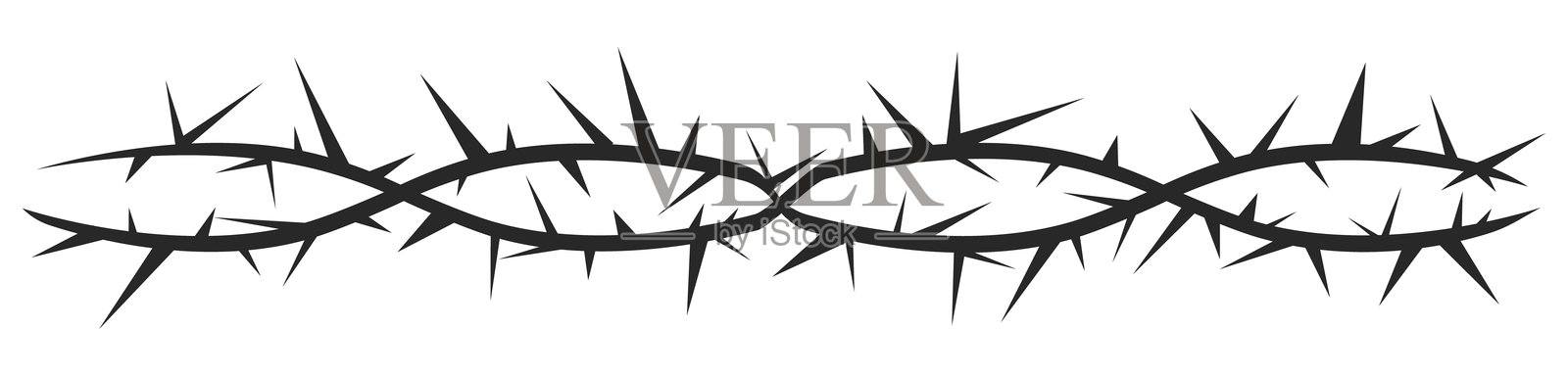 带刺的藤本植物茎，简单的边框，Y2K风格的阴森树枝。带刺铁丝纹身。边界框。矢量插图。插画图片素材