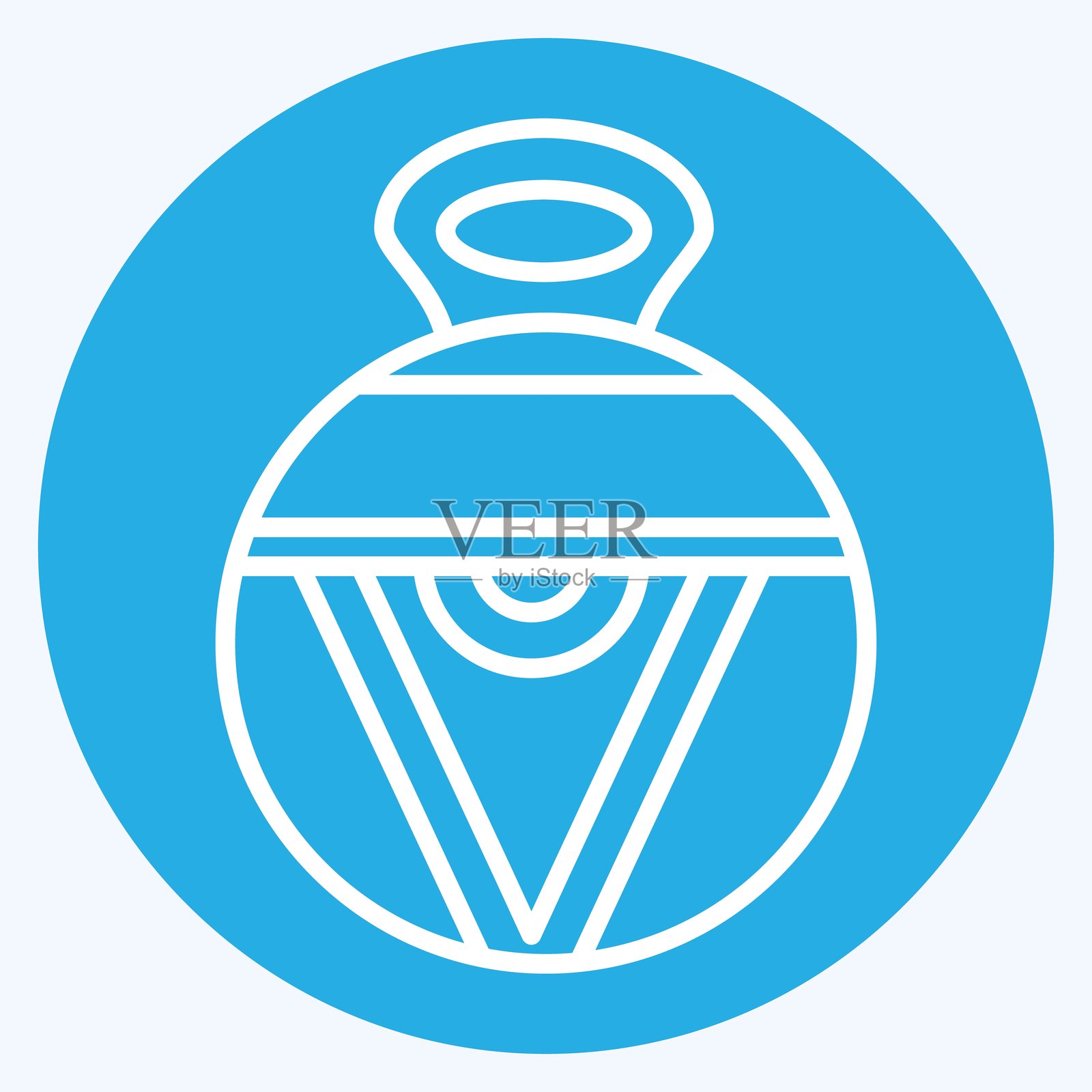 图标花瓶。与美洲原住民符号相关。蓝眼睛风格。设计可编辑。插画图片素材