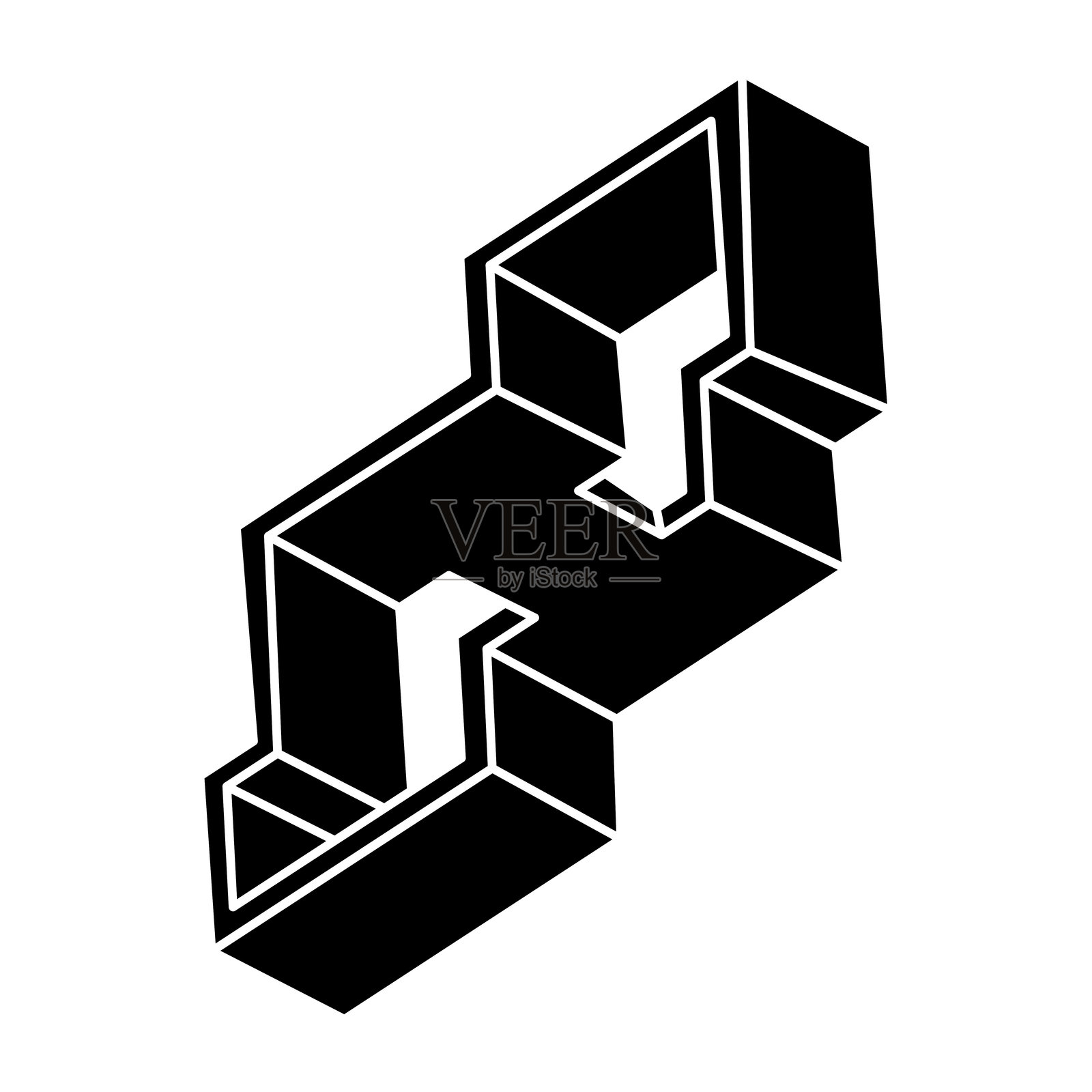 不可能的物体。几何形状。视觉错觉图形。光学艺术。插画图片素材