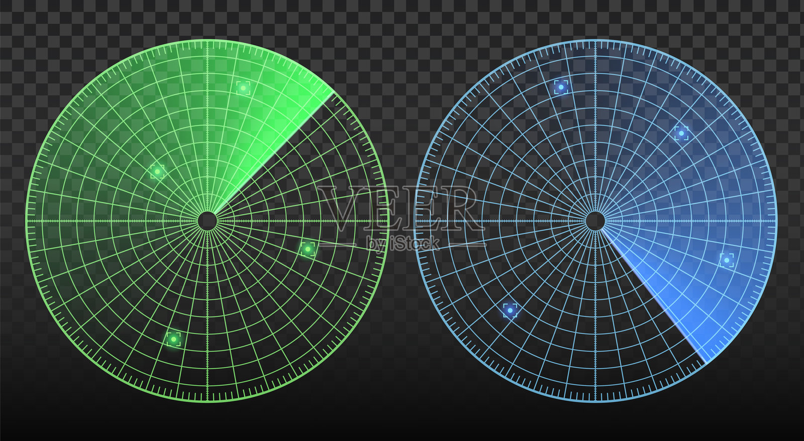 军事雷达屏幕显示目标插画图片素材