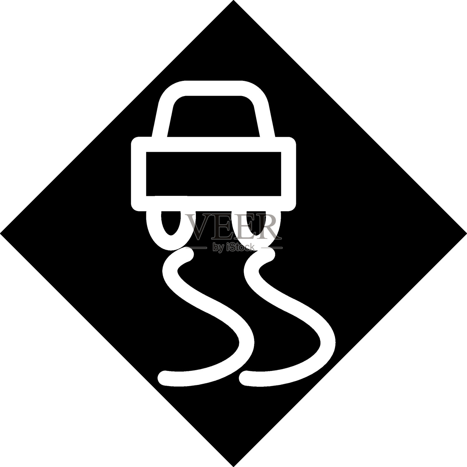 湿滑警告图标的矢量设计风格插画图片素材