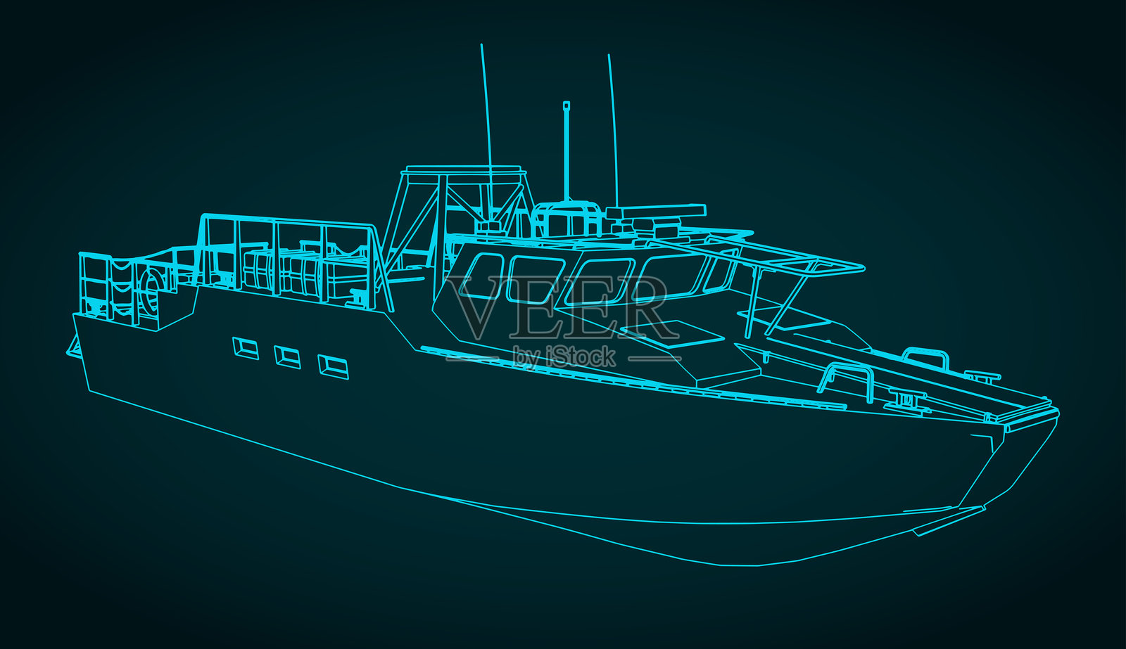 军用巡逻艇插画图片素材