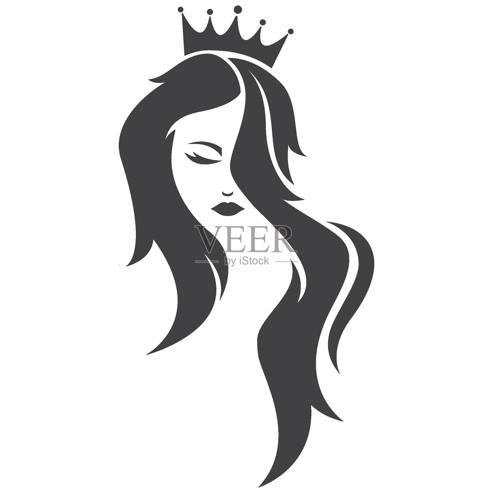 女王标志图标设计，王冠女性标志插图设计，美丽公主标志图标插图插画图片素材