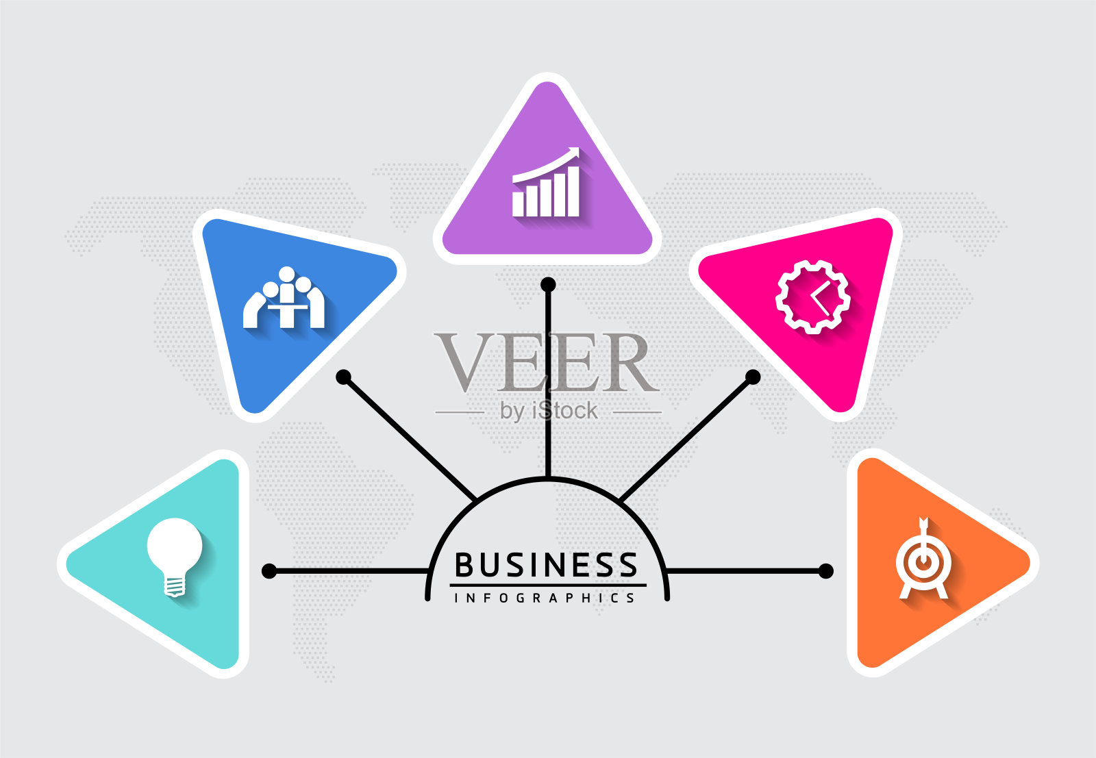 矢量商业演示连接步骤信息图模板插画图片素材