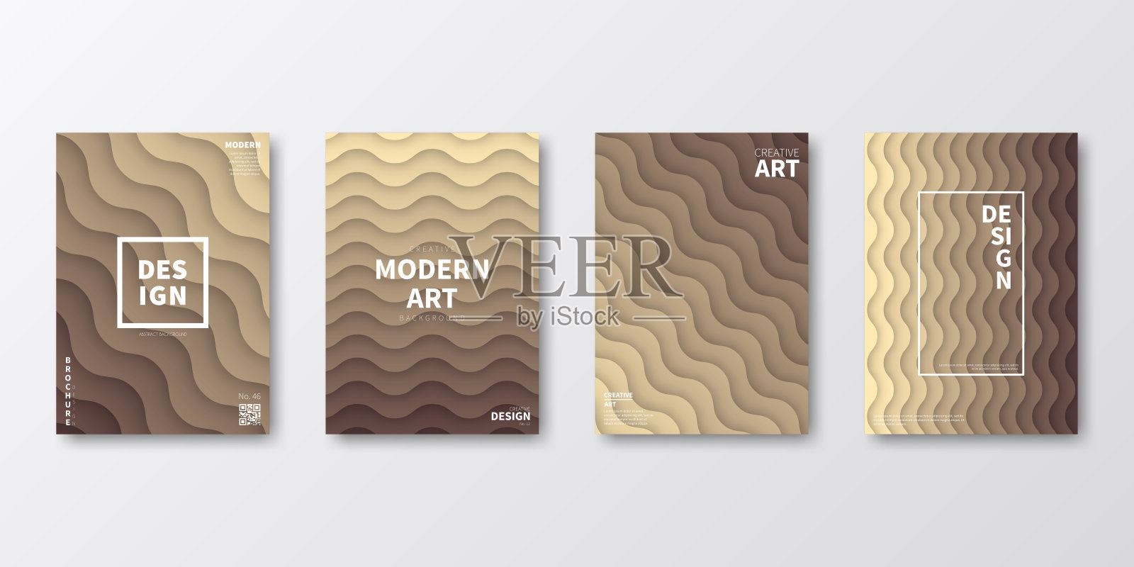 宣传册模板布局，棕色封面设计，商业年度报告，传单，杂志插画图片素材