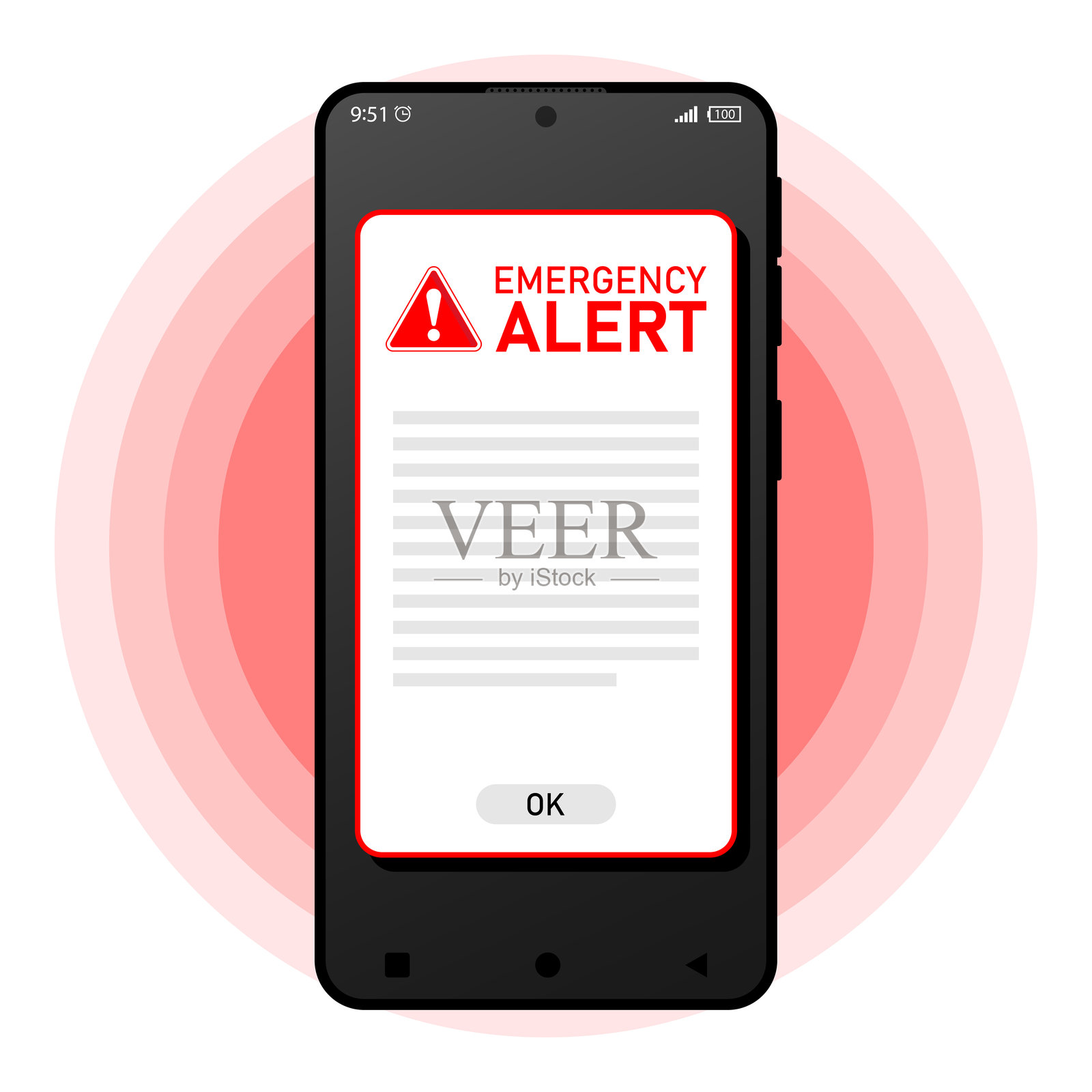 接收手机设备上的紧急警报和警告通知。扁平矢量插图插画图片素材