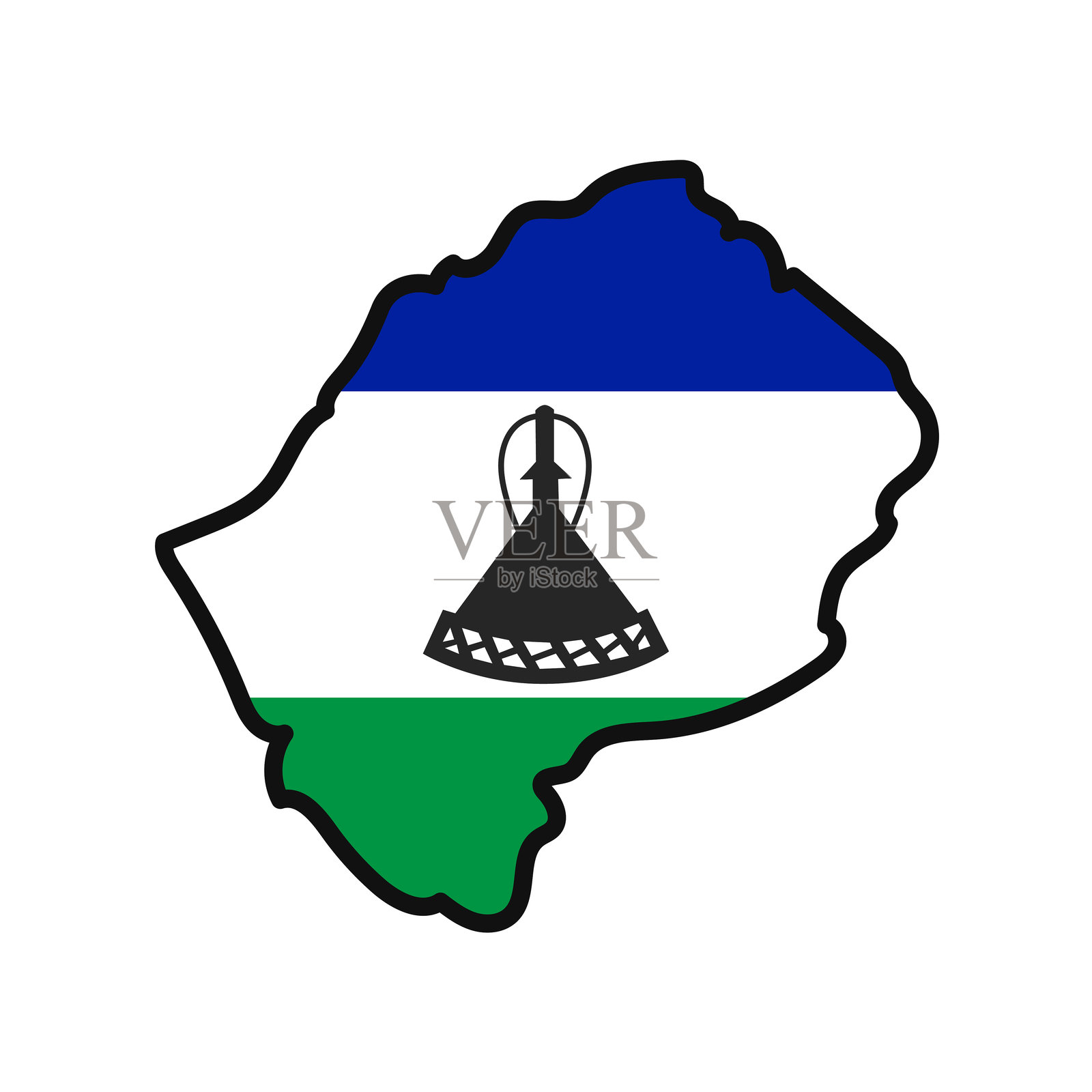 莱索托地图与国旗结合在一起插画图片素材