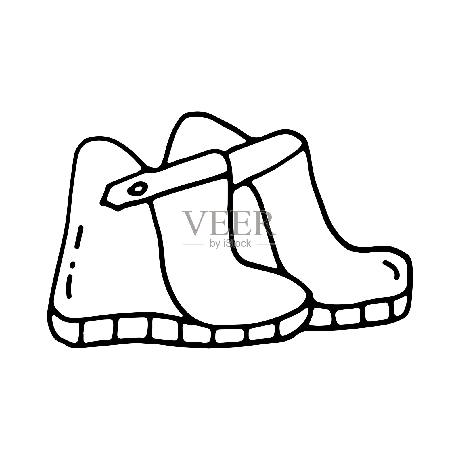 中季鞋。秋季靴子。涂鸦。矢量插图。手绘。轮廓。插画图片素材