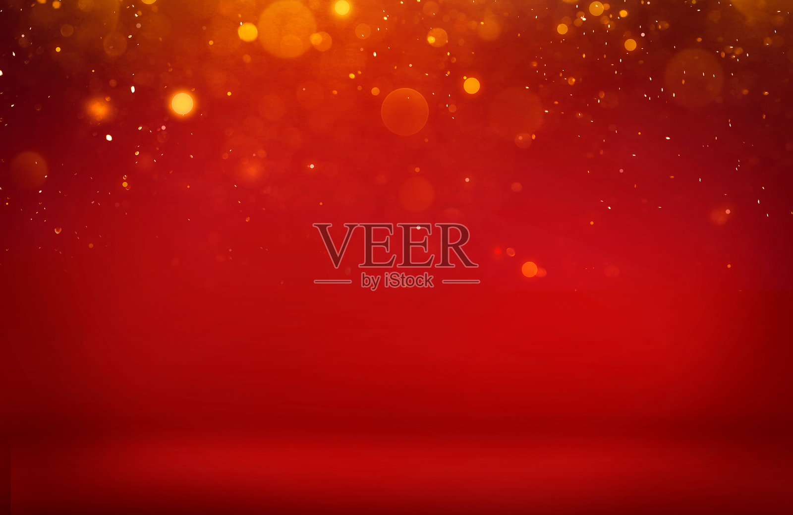 红色背景配有金色虚化灯光，适合产品展示的空间插画图片素材