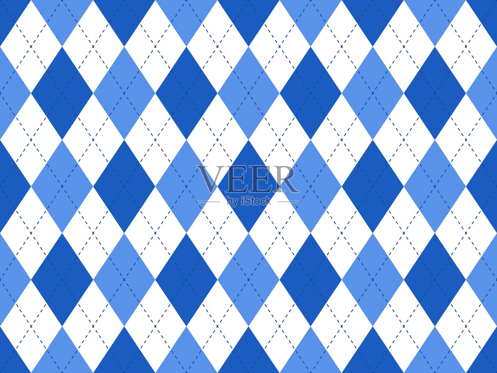 蓝白色菱形图案 - 无缝背景插画图片素材