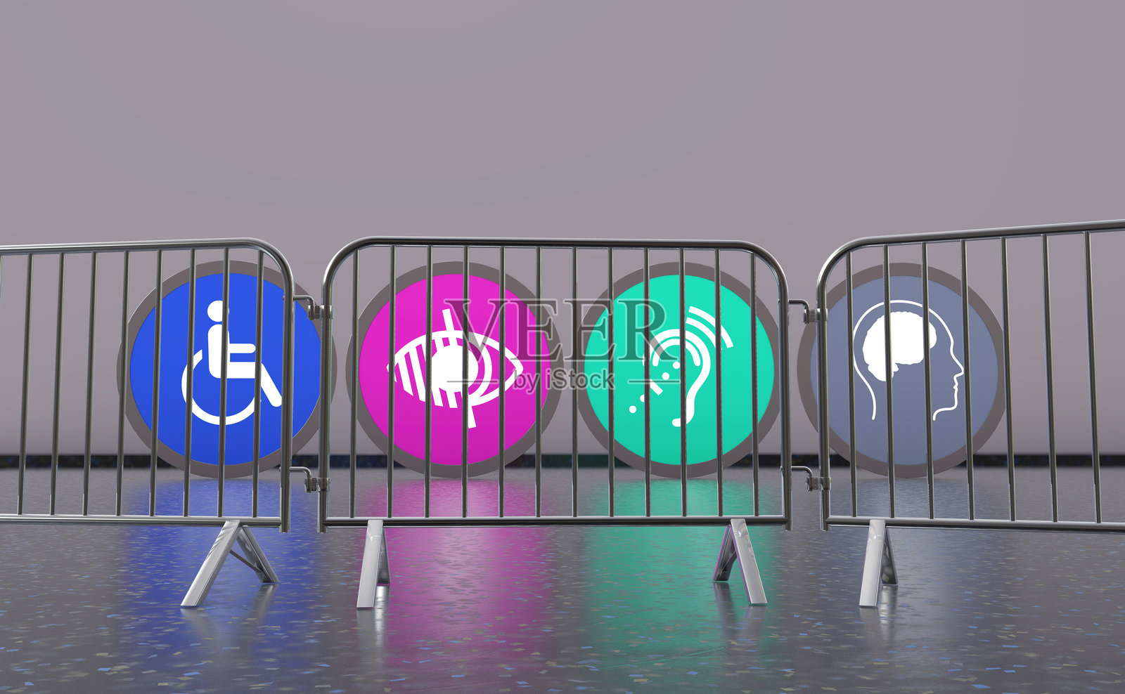 残疾、残疾标志、图标是视觉表现。照片摄影图片