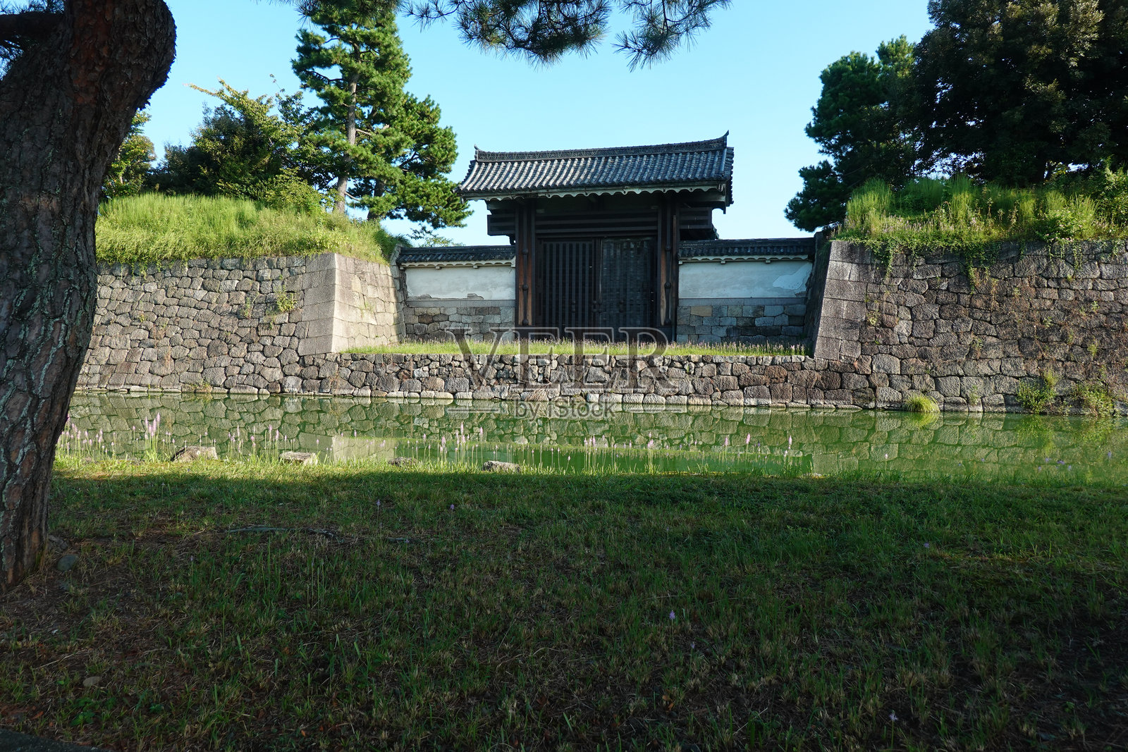 从围绕二条城外部的道路看到的南门(京都市,京都府)照片摄影图片