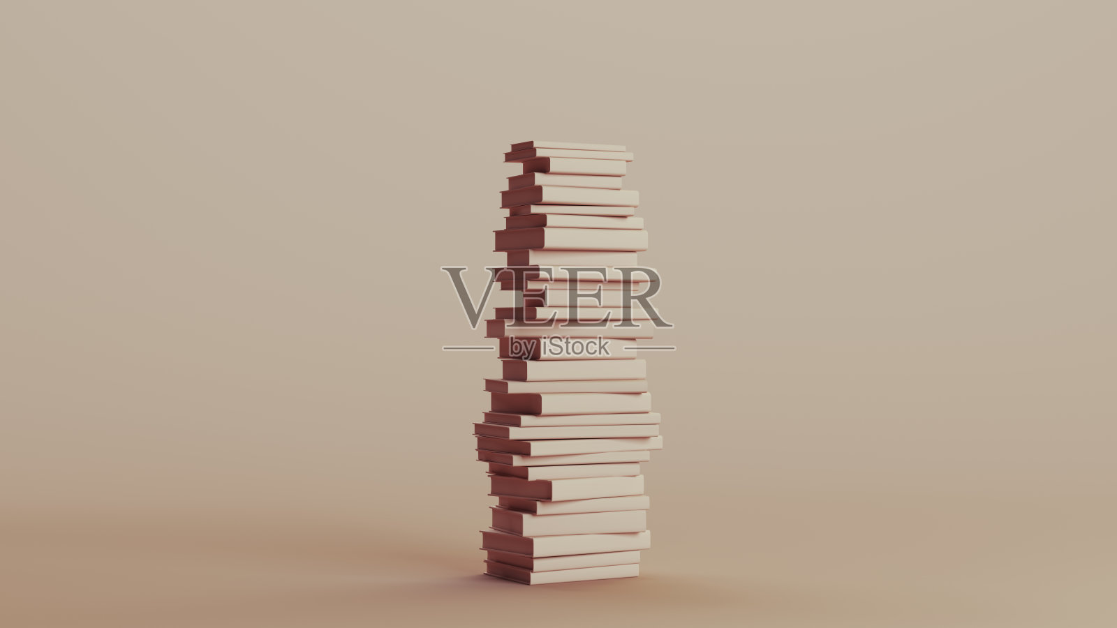 米色的高堆硬壳书籍，教育报告，单色中性色调，肤色背景照片摄影图片