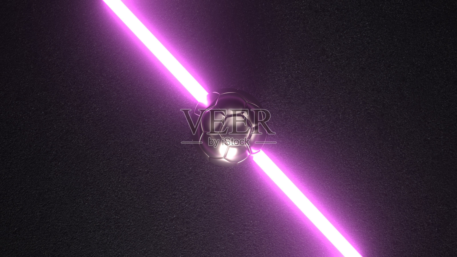 未来主义足球场紫色霓虹灯。3D插图。照片摄影图片