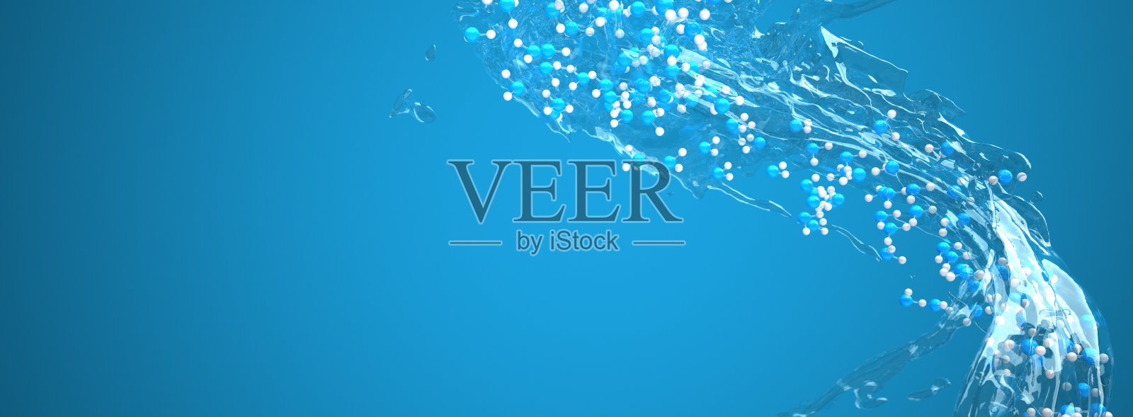 H2O水分子液体。3D插图。照片摄影图片