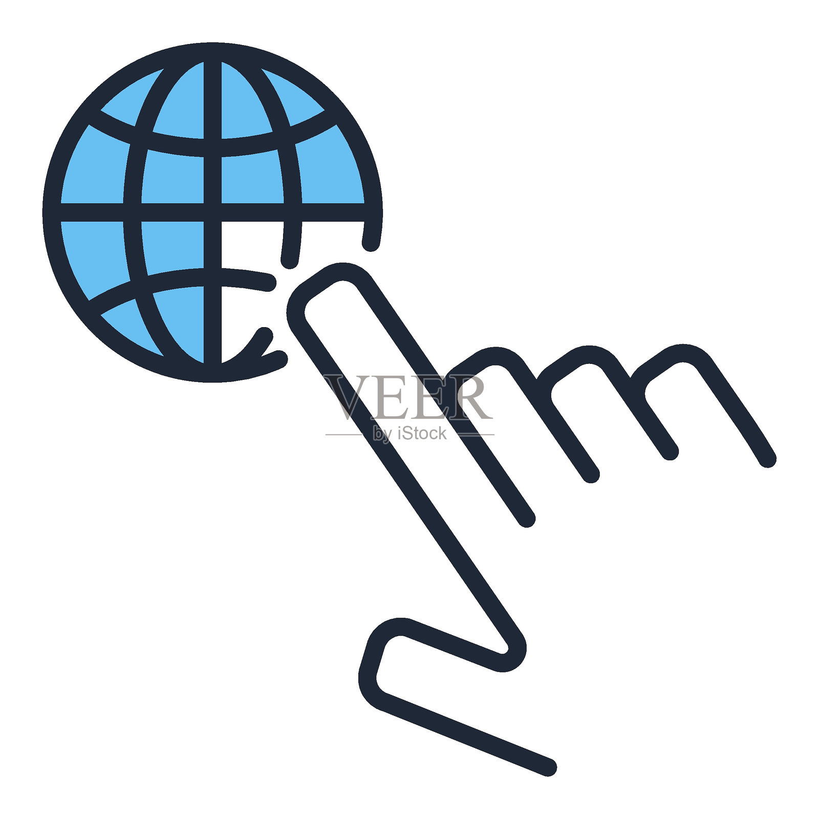 手握蓝色地球图标或符号插画图片素材