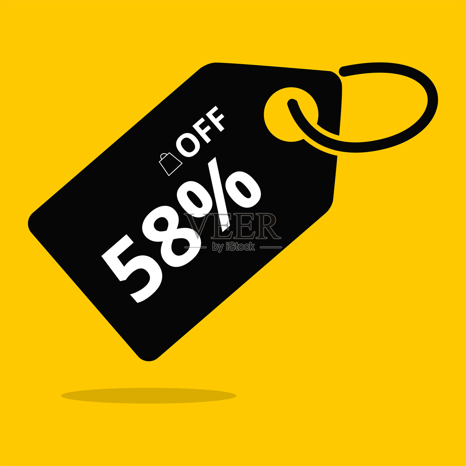 黑色优惠券 58% 折扣插画图片素材