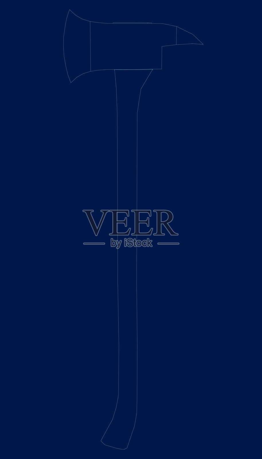 蓝色轮廓斧头图标平面设计。矢量插图插画图片素材