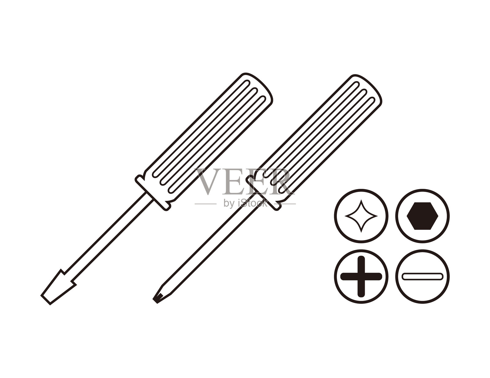 螺丝刀图标。可爱的工具插图。插画图片素材