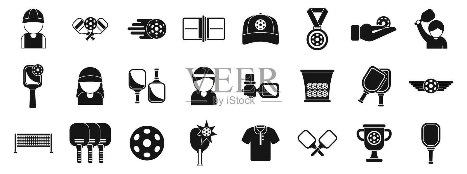 乒乓球图标集简单矢量。运动游戏插画图片素材