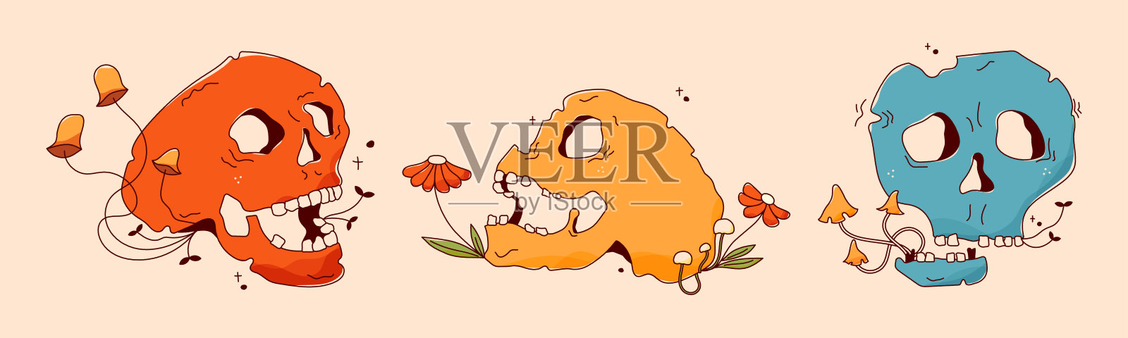 可爱的彩色元素。插画图片素材