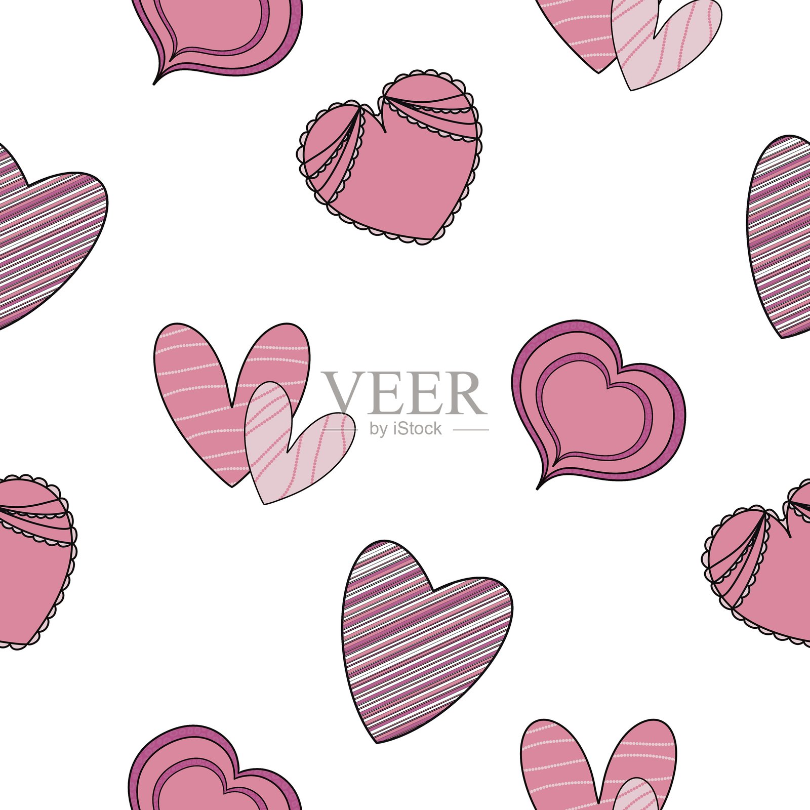 情人节粉色简单心形图案插画图片素材