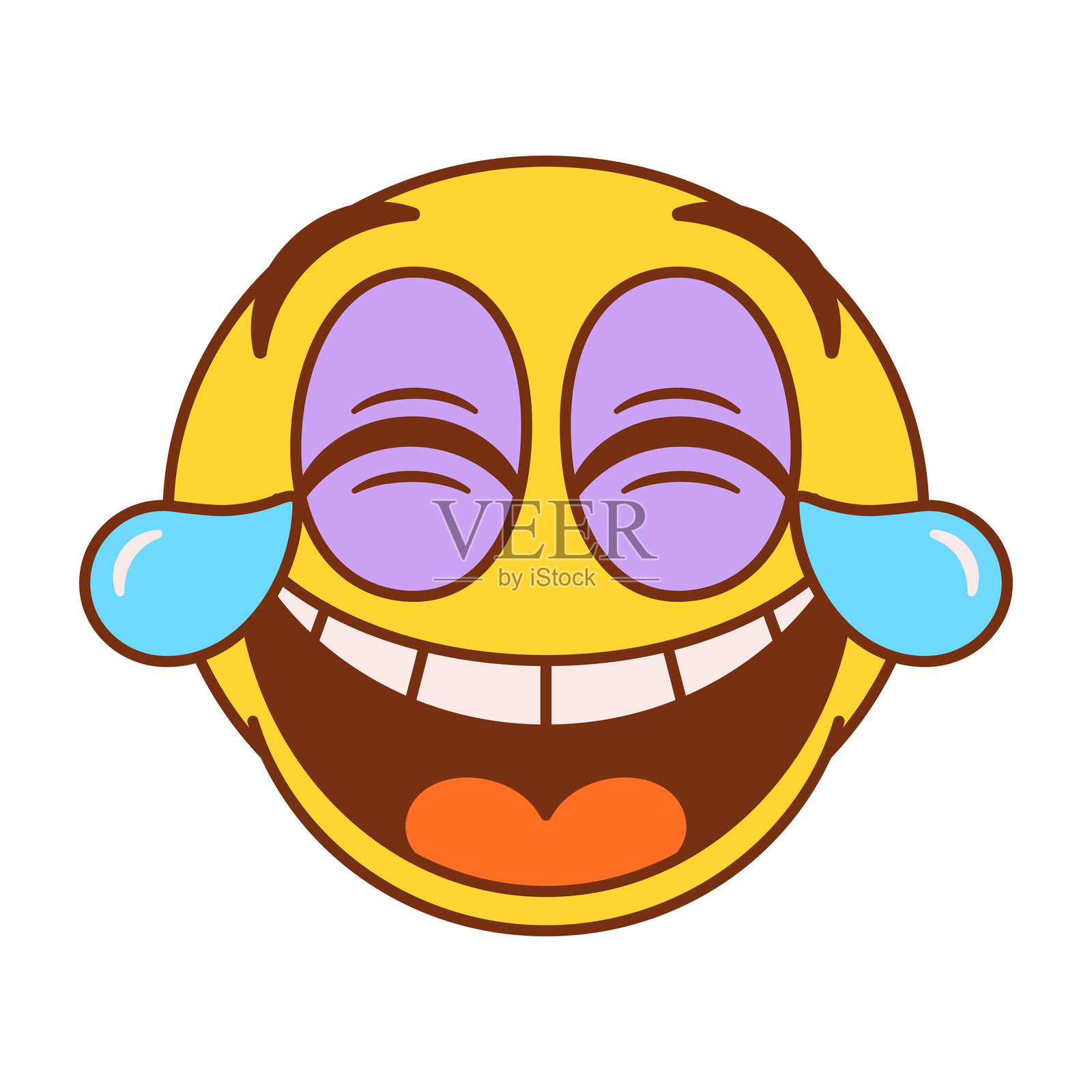 矢量欢笑泪水表情符号卡通风格插图，独立展示插画图片素材